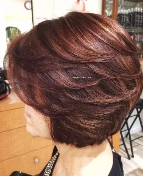 Short Auburn Bob with Layers hair